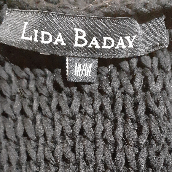 Lida Baday Women's Open Knit V-Neck Vest Black Size Medium - Picture 4 of 4